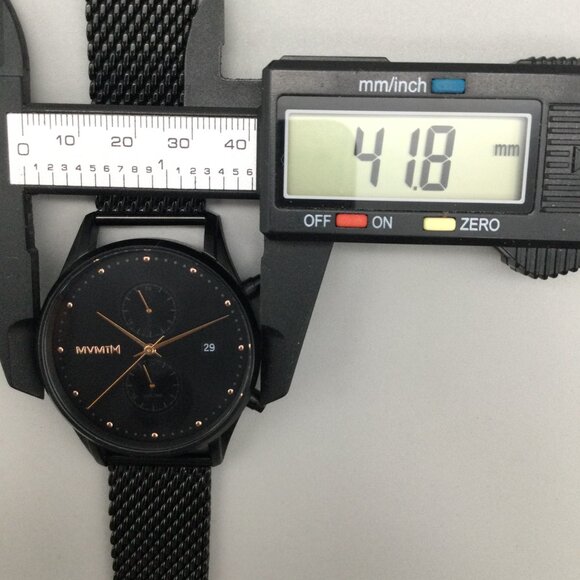 MVMT Voyager Chronograph Watch Men 42mm Black Date Mesh Band BOX New Battery - Picture 13 of 15